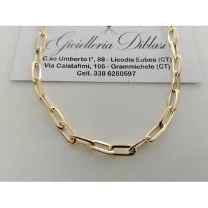 COLLANA Donna ORO GIALLO 18 Karati 750% Maglia A CATENA Lucida Collier Girocollo - 1