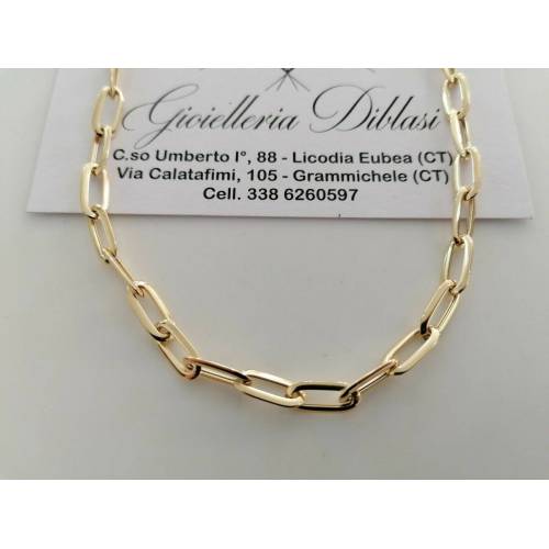 COLLANA Donna ORO GIALLO 18 Karati 750% Maglia A CATENA Lucida Collier Girocollo - 1