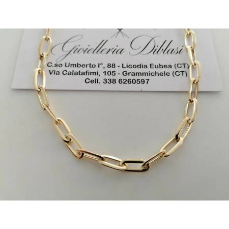 COLLANA Donna ORO GIALLO 18 Karati 750% Maglia A CATENA Lucida Collier Girocollo - 1