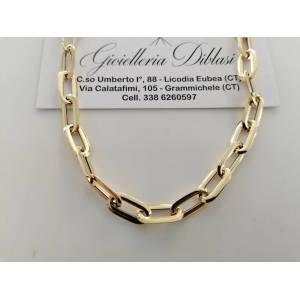 COLLANA Donna ORO GIALLO 18 Karati 750% Maglia A CATENA Lucida Collier Girocollo - 1