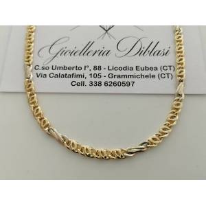 COLLANA COLLIER ORO 18 KT 750% Bicolor GIALLO BIANCO Uomo Donna CATENA Girocollo - 1