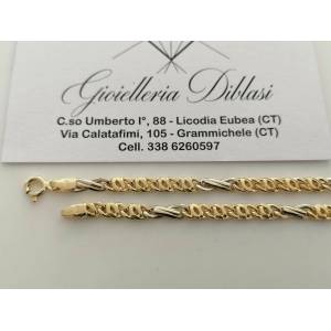 COLLANA COLLIER ORO 18 KT 750% Bicolor GIALLO BIANCO Uomo Donna CATENA Girocollo - 1 2