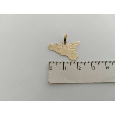 CIONDOLO Pendente SICILIA ORO GIALLO 18 Karati 750% Medaglia Piatta Con Province - 3