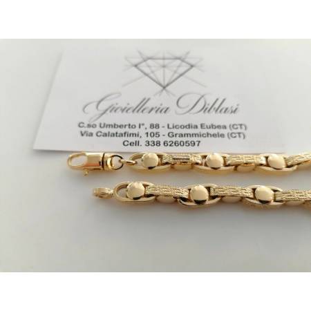 BRACCIALE Uomo Donna Unisex ORO GIALLO 18 Karati 750%/1000 Maglia CATENA Italia - 2