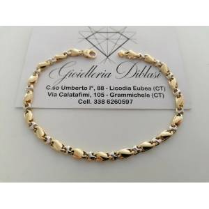 BRACCIALE Uomo Donna Unisex 18 Karati 750% In ORO GIALLO BIANCO Maglia Bicolore - 1