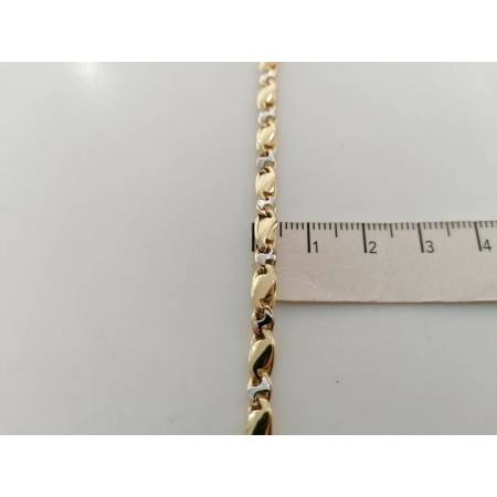 BRACCIALE Uomo Donna Unisex 18 Karati 750% In ORO GIALLO BIANCO Maglia Bicolore - 3
