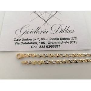 BRACCIALE Uomo Donna Unisex 18 Karati 750% In ORO GIALLO BIANCO Maglia Bicolore - 1 2