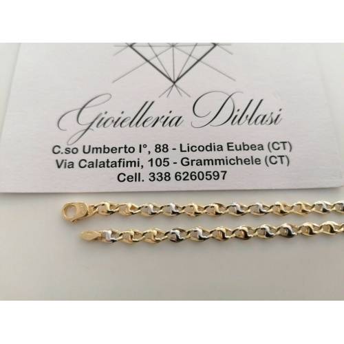BRACCIALE Uomo Donna Unisex 18 Karati 750% In ORO GIALLO BIANCO Maglia Bicolore - 2