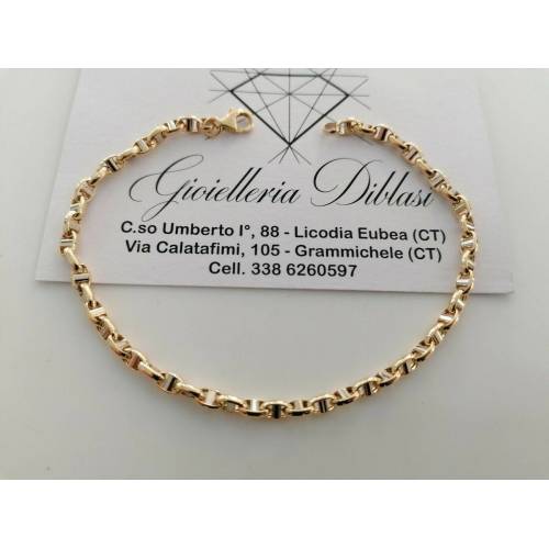 BRACCIALE In ORO 18 Karati 750% Uomo Donna Bicolore GIALLO BIANCO Maglia Catena - 1