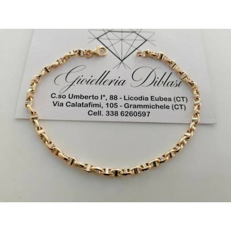 BRACCIALE In ORO 18 Karati 750% Uomo Donna Bicolore GIALLO BIANCO Maglia Catena - 1