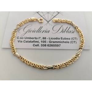BRACCIALE In ORO 18 Karati 750% Uomo Donna Bicolore GIALLO BIANCO Maglia Catena - 1