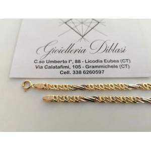 BRACCIALE In ORO 18 Karati 750% Uomo Donna Bicolore GIALLO BIANCO Maglia Catena - 1 2
