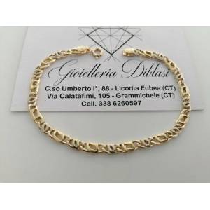 BRACCIALE In ORO 18 Karati 750% Uomo Donna Bicolore GIALLO BIANCO Maglia Catena - 1