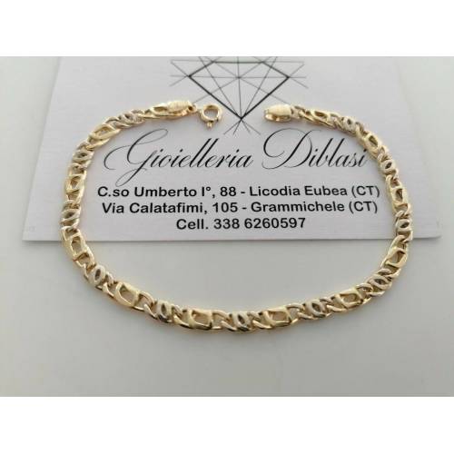 BRACCIALE In ORO 18 Karati 750% Uomo Donna Bicolore GIALLO BIANCO Maglia Catena - 1