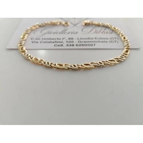 BRACCIALE In ORO 18 Karati 750% Uomo Donna Bicolore GIALLO BIANCO Maglia Catena - 2