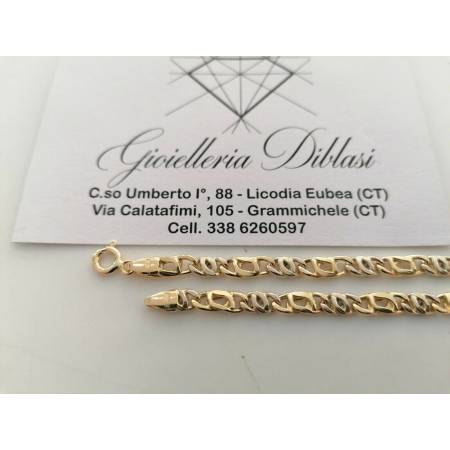 BRACCIALE In ORO 18 Karati 750% Uomo Donna Bicolore GIALLO BIANCO Maglia Catena - 3