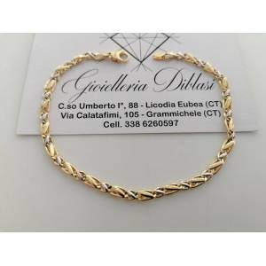 BRACCIALE In ORO 18 Karati 750% Uomo Donna GIALLO BIANCO Maglia Catena Bicolore - 1