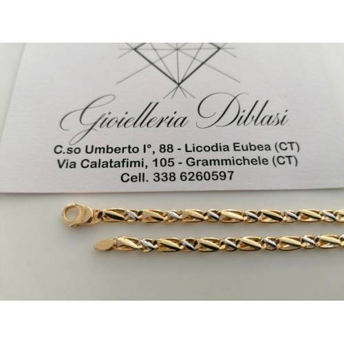 BRACCIALE In ORO 18 Karati 750% Uomo Donna GIALLO BIANCO Maglia Catena Bicolore - 2