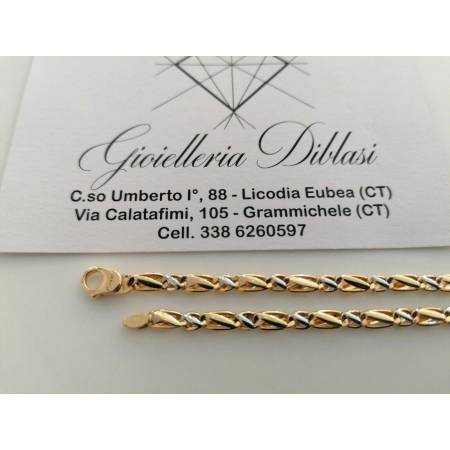 BRACCIALE In ORO 18 Karati 750% Uomo Donna GIALLO BIANCO Maglia Catena Bicolore - 2