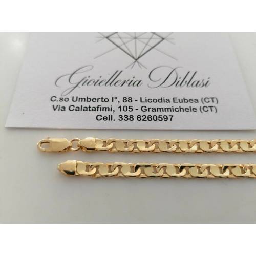 COLLANA Uomo Donna Unisex ORO GIALLO 18 Kt 750% Collier Maglia CATENA Girocollo - 2