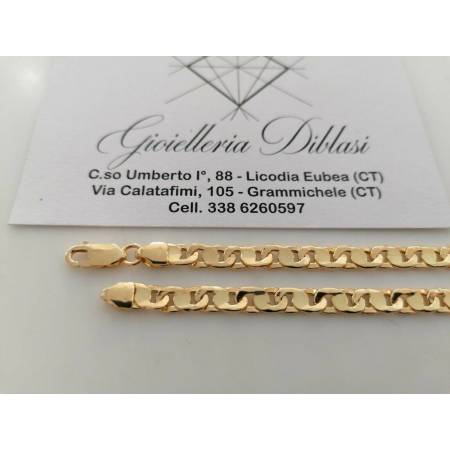 COLLANA Uomo Donna Unisex ORO GIALLO 18 Kt 750% Collier Maglia CATENA Girocollo - 2