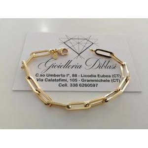 BRACCIALE Donna In ORO GIALLO 18 Karati 750%/1000 Maglia A CATENA Larga Lucida - 1