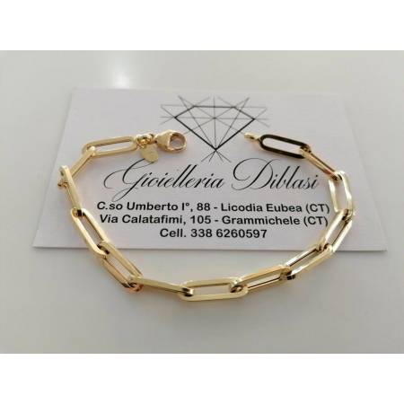 BRACCIALE Donna In ORO GIALLO 18 Karati 750%/1000 Maglia A CATENA Larga Lucida - 1