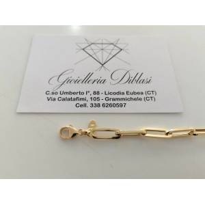 BRACCIALE Donna In ORO GIALLO 18 Karati 750%/1000 Maglia A CATENA Larga Lucida - 1 2