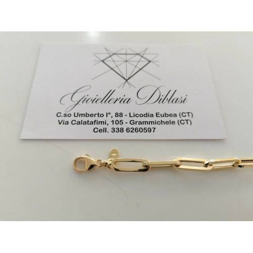 BRACCIALE Donna In ORO GIALLO 18 Karati 750%/1000 Maglia A CATENA Larga Lucida - 2