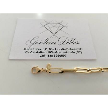 BRACCIALE Donna In ORO GIALLO 18 Karati 750%/1000 Maglia A CATENA Larga Lucida - 2