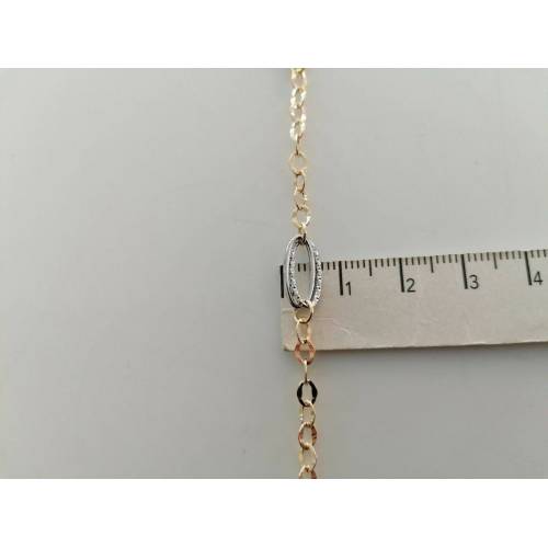 BRACCIALE ORO 18 Kt 750% Donna Bicolore GIALLO BIANCO Maglia A Catena Con Ovali - 3
