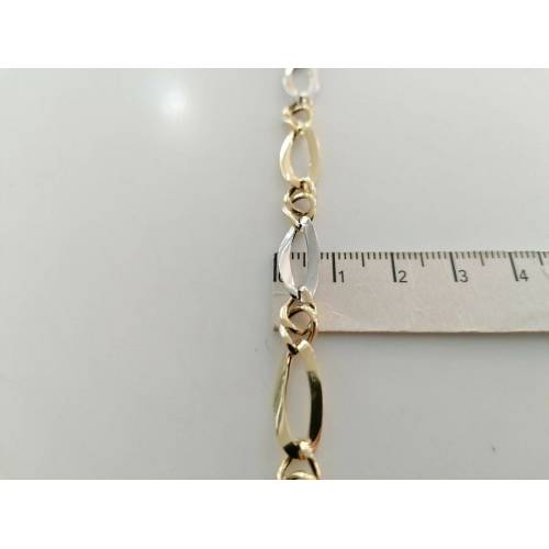 BRACCIALE ORO 18 Kt 750% Donna Bicolore GIALLO BIANCO Maglia A Catena Con Ovali - 3