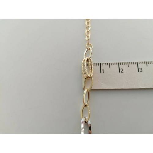 BRACCIALE ORO 18 Kt 750% Donna Bicolore GIALLO BIANCO Maglia A Catena Con Ovali - 3