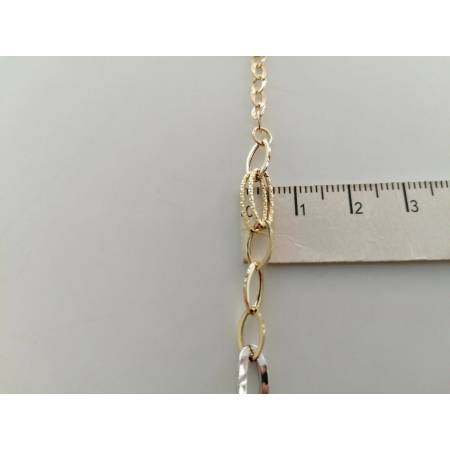 BRACCIALE ORO 18 Kt 750% Donna Bicolore GIALLO BIANCO Maglia A Catena Con Ovali - 3