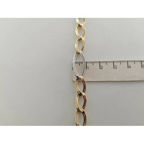 BRACCIALE ORO 18 Kt 750% Donna Bicolore GIALLO BIANCO Maglia A Catena Con Ovali - 3