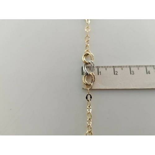 BRACCIALE ORO 18 Kt 750% Donna Bicolore GIALLO BIANCO Maglia A Catena Con Ovali - 3