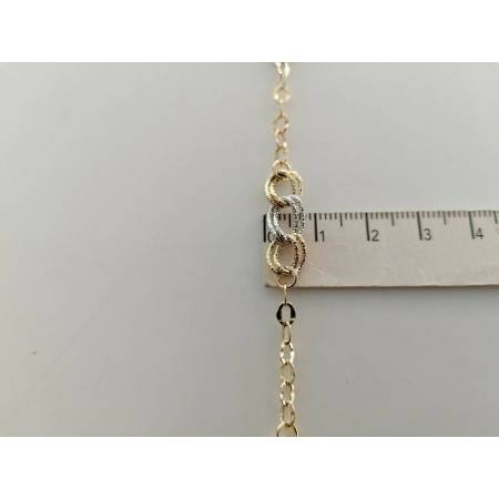 BRACCIALE ORO 18 Kt 750% Donna Bicolore GIALLO BIANCO Maglia A Catena Con Ovali - 3