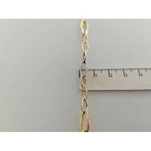 BRACCIALE ORO 18 Kt 750% Donna Bicolore GIALLO BIANCO Maglia A Catena Con Ovali - 3