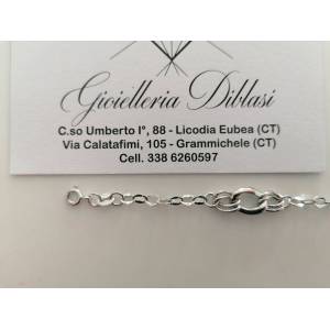 BRACCIALE ORO BIANCO Donna 18 Karati 750% Maglia Lucida CATENA Larga Con Ovali - 1 2