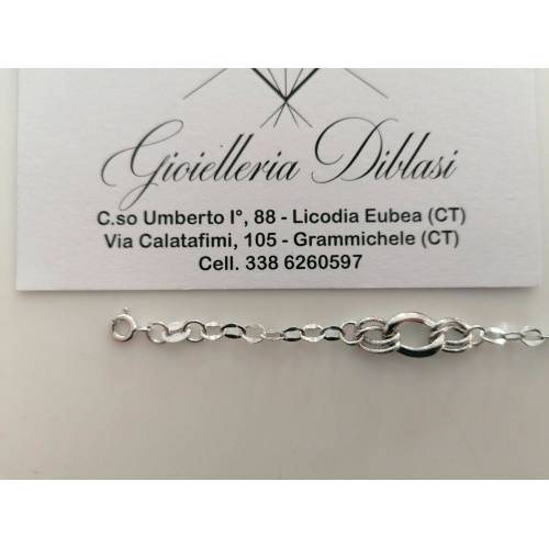 BRACCIALE ORO BIANCO Donna 18 Karati 750% Maglia Lucida CATENA Larga Con Ovali - 2