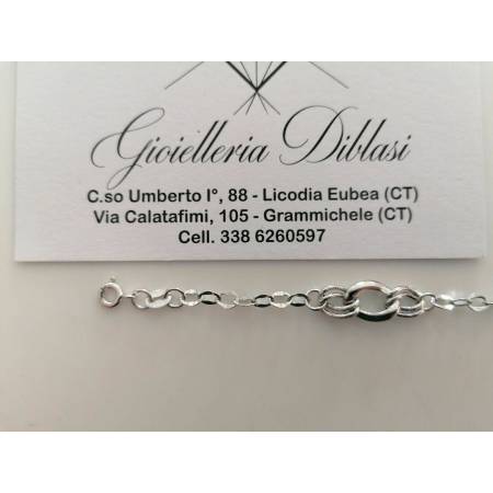 BRACCIALE ORO BIANCO Donna 18 Karati 750% Maglia Lucida CATENA Larga Con Ovali - 2