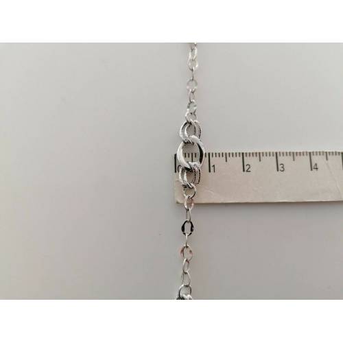 BRACCIALE ORO BIANCO Donna 18 Karati 750% Maglia Lucida CATENA Larga Con Ovali - 3