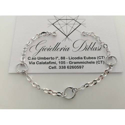 BRACCIALE In ORO BIANCO Donna 18 Karati 750%/1000 Maglia Lucida A CATENA Larga - 1