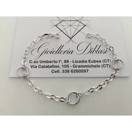 BRACCIALE In ORO BIANCO Donna 18 Karati 750%/1000 Maglia Lucida A CATENA Larga - 1