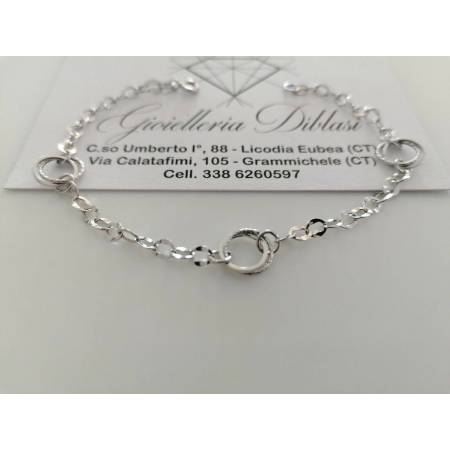 BRACCIALE In ORO BIANCO Donna 18 Karati 750%/1000 Maglia Lucida A CATENA Larga - 2