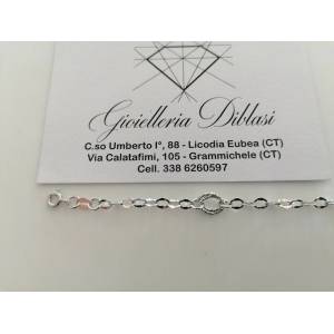 BRACCIALE ORO BIANCO Donna 18 Karati 750% Maglia Lucida CATENA Larga Con Ovali - 1 2
