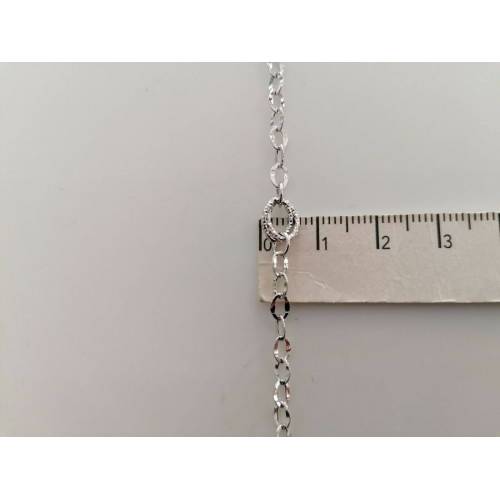 BRACCIALE ORO BIANCO Donna 18 Karati 750% Maglia Lucida CATENA Larga Con Ovali - 3