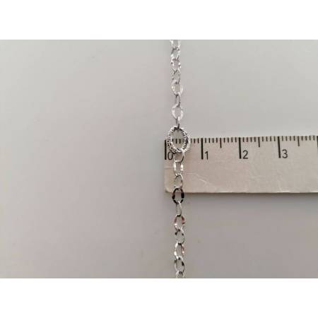BRACCIALE ORO BIANCO Donna 18 Karati 750% Maglia Lucida CATENA Larga Con Ovali - 3