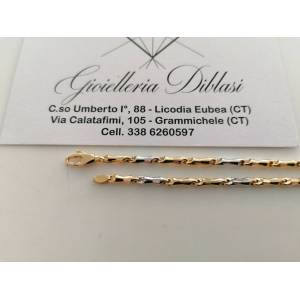 BRACCIALE ORO Bicolore GIALLO BIANCO 18 Kt 750% Uomo Donna Unisex Maglia CATENA - 1 2