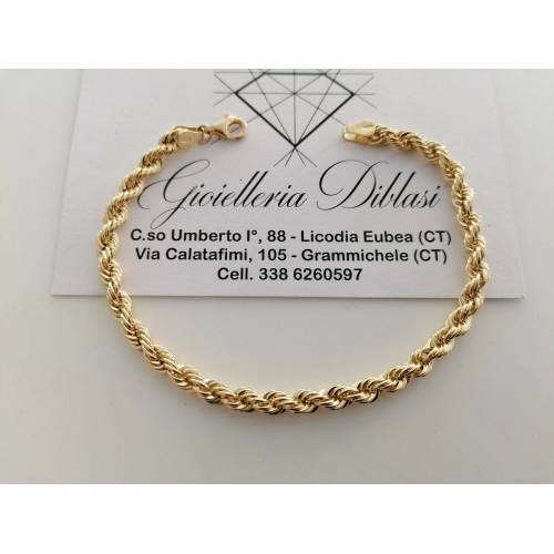 BRACCIALE ORO GIALLO 18 Karati 750% Uomo Donna Unisex Maglia Catena CORDA Laser - 1